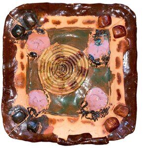 Handcrafted Ceramic Square Plate With Textured Design